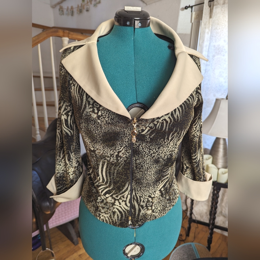 Joseph Ribkoff Multi-Patterned Zipper Blazer - image 4